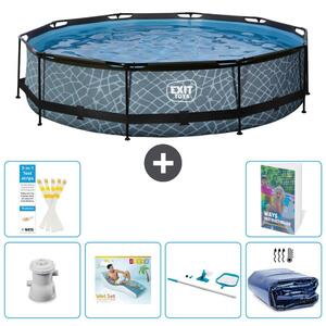 Piscina fuori terra - Design pietra - 360x76 cm - 5 pezzi - Modello S270