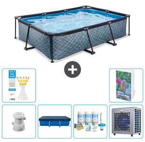 Piscina fuori terra rettangolare - aspetto pietra - 300x200x65 cm - composta da 5 elementi - modello S264