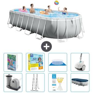 Piscina fuori terra ovale con struttura Prisma - 610x305x122 cm - 7 pezzi - Modello S544