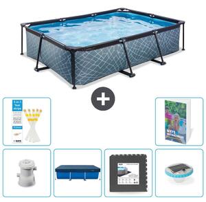 Piscina fuori terra rettangolare - aspetto pietra - 300x200x65 cm - composta da 5 elementi - modello S312