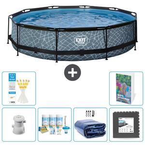 Piscina fuori terra - Design effetto pietra - 360x76 cm - 5 pezzi - Modello S233