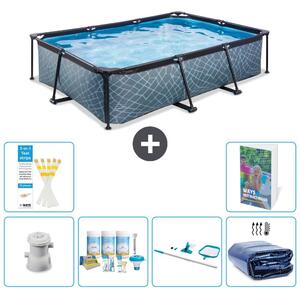 Piscina fuori terra rettangolare - aspetto pietra - 300x200x65 cm - composta da 5 elementi - modello S267