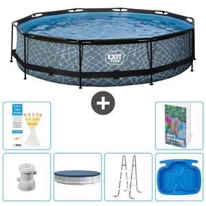 Piscina fuori terra - Design effetto pietra - 360x76 cm - 5 pezzi - Modello S314