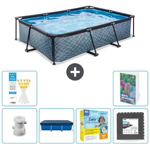 Piscina fuori terra rettangolare - aspetto pietra - 300x200x65 cm - composta da 5 elementi - modello S259
