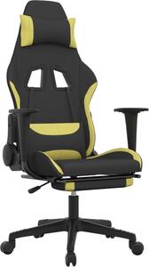 Sedia da Gaming Massaggio e Poggiapiedi Nero e Verde Chiaro