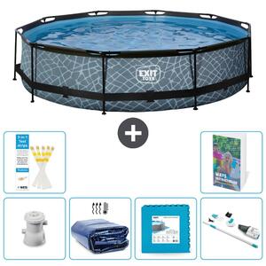 Piscina fuori terra "Exit Pool Rund" - Design effetto pietra - 360x76 cm - 5 pezzi - Modello S319