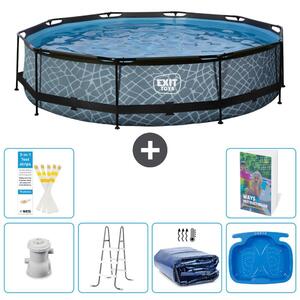 Piscina fuori terra - Design effetto pietra - 360x76 cm - 5 pezzi - Modello S318