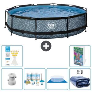 Piscina fuori terra - Design effetto pietra - 360x76 cm - 5 pezzi - Modello S289