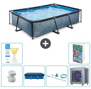 Piscina fuori terra rettangolare - aspetto pietra - 300x200x65 cm - composta da 5 elementi - modello S283
