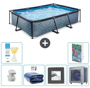 Piscina fuori terra rettangolare - aspetto pietra - 300x200x65 cm - composta da 5 elementi - modello S190