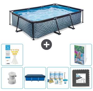Piscina fuori terra rettangolare - aspetto pietra - 300x200x65 cm - composta da 5 elementi - modello S238