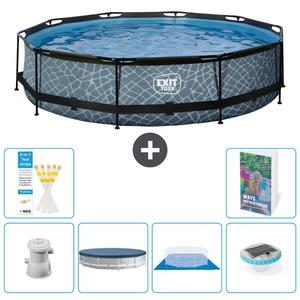 Piscina fuori terra - Design effetto pietra - 360x76 cm - 5 pezzi - Modello S248