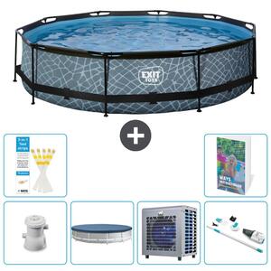 Piscina fuori terra - Design effetto pietra - 360x76 cm - 5 pezzi - Modello S199