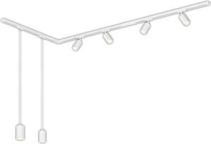 Sistema a binario Briloner Rail, set completo, 4 faretti GU10, 2 pendenti GU10, orientabili, forma a L, bianco, 2,25 m