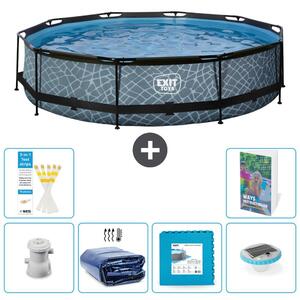 Piscina fuori terra "Exit Pool Rund" - Design effetto pietra - 360x76 cm - 5 pezzi - Modello S326