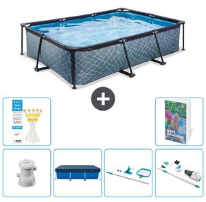 Piscina fuori terra rettangolare - aspetto pietra - 300x200x65 cm - composta da 5 elementi - modello S257
