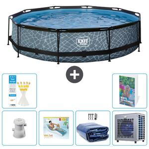 Piscina fuori terra - Design effetto pietra - 360x76 cm - 5 pezzi - Modello S286