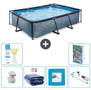 Piscina fuori terra rettangolare - aspetto pietra - 300x200x65 cm - composta da 5 elementi - modello S319