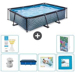 Piscina fuori terra rettangolare - aspetto pietra - 300x200x65 cm - composta da 5 elementi - modello S303