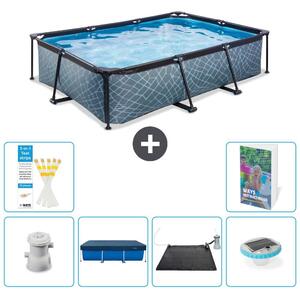 Piscina fuori terra rettangolare - aspetto pietra - 300x200x65 cm - composta da 5 elementi - modello S328