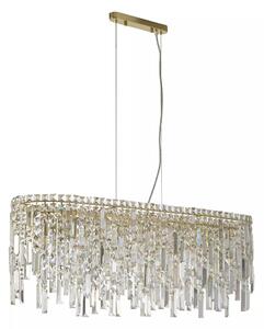 Lampadario a Sospensione Metallo Ottone Satinato Cristallo 8 Luci E14 IP20