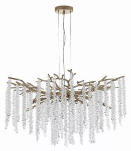 Lampadario a Sospensione Ciondolo Metallo Oro Cristallo 10 Luci G9 IP20