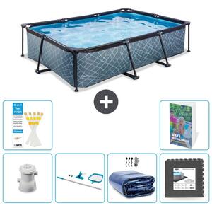 Piscina fuori terra rettangolare - aspetto pietra - 300x200x65 cm - composta da 5 elementi - modello S217