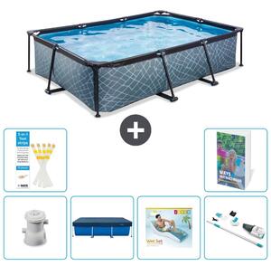 Piscina fuori terra rettangolare - aspetto pietra - 300x200x65 cm - composta da 5 elementi - modello S236