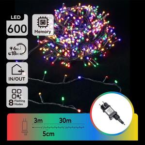 Aigostar - LED RGBY Catena di Natale per esterni 600xLED/6W/230V/8 funzioni 30m IP44