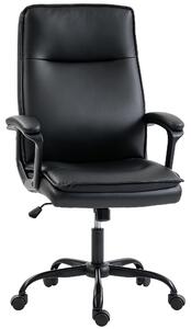 HOMCOM Sedia Ufficio Girevole in Finto cuoio, Funzione Dondolo, Schienale Alto, Altezza Regolabile, Capacitš€ 120kg, Nero