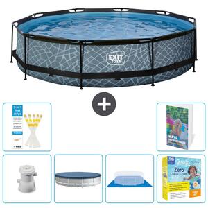 Piscina fuori terra - Design pietra - 360x76 cm - 5 pezzi - Modello S198