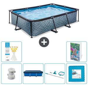 Piscina fuori terra rettangolare - aspetto pietra - 300x200x65 cm - composta da 5 elementi - modello S191