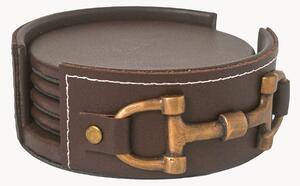 Set sottobicchieri in pelle con supporto Vintage 5 pz