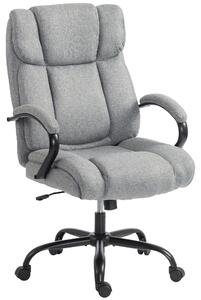 Vinsetto Sedia Ufficio Ergonomica in Tessuto Effetto Lino, Portata 220kg, Girevole, Altezza Regolabile, Grigio Chiaro