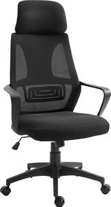 Vinsetto Sedia da Ufficio Reclinabile con Poggiatesta e Supporto Lombare, in Poliestere, 64x55x116-126 cm, Nero