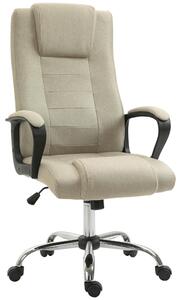 Vinsetto Sedia da Ufficio Ergonomica Inclinabile Girevole in Tessuto Effetto Lino con Poggiatesta, Beige