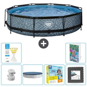 Piscina fuori terra - Design effetto pietra - 360x76 cm - 5 pezzi - Modello S259