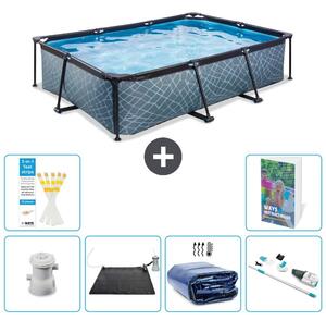 Piscina fuori terra rettangolare - aspetto pietra - 300x200x65 cm - composta da 5 elementi - modello S252