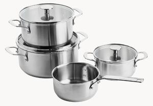 Batteria di pentole in acciaio inossidabile con coperchi Kitchen Aid, set da 7