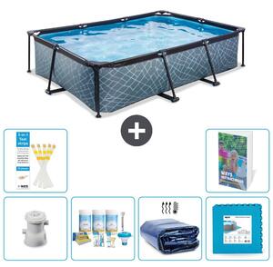 Piscina fuori terra rettangolare - aspetto pietra - 300x200x65 cm - composta da 5 elementi - modello S188