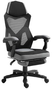 Vinsetto Sedia da Ufficio Ergonomica con Schienale Reclinabile, Poggiapiedi Retrattile, Altezza Regolabile, Grigio