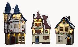 Set di 3 decorazioni natalizie a LED con funzione timer Fibre-optic Houses