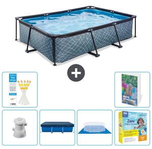 Piscina fuori terra rettangolare - aspetto pietra - 300x200x65 cm - composta da 5 elementi - modello S198