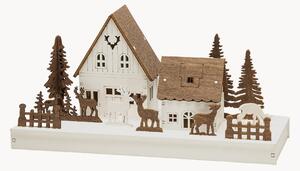 Decorazione natalizia a LED in legno di pioppo con funzione timer Houses & Reindeer