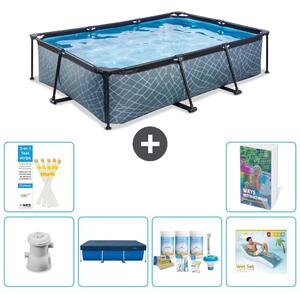 Piscina fuori terra rettangolare - aspetto pietra - 300x200x65 cm - composta da 5 elementi - modello S335