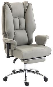 HOMCOM Sedia da Ufficio Ergonomica Reclinabile con Poggiapiedi, Schienale Alto, Altezza Regolabile, Grigio Chiaro