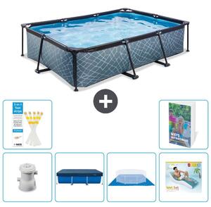 Piscina fuori terra rettangolare - aspetto pietra - 300x200x65 cm - composta da 5 elementi - modello S322