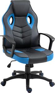 Vinsetto Sedia Gaming Ergonomica e Girevole ad Altezza Regolabile con Rotelle in Finto cuoio Nera e Blu