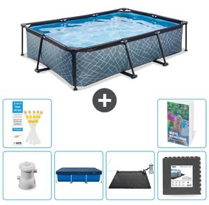 Piscina fuori terra rettangolare - aspetto pietra - 300x200x65 cm - composta da 5 elementi - modello S195