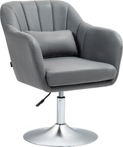 HOMCOM Sedia per Scrivania Girevole con Altezza Regolabile Cuscino Lombare, Tessuto Tecnico, Grigio